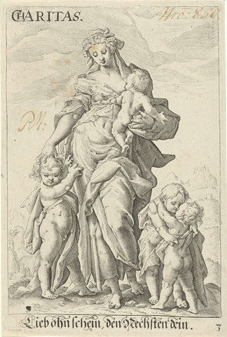 Liefde (Caritas), Jacob Matham (attributed to), 1587 - 1637 Canvas Print