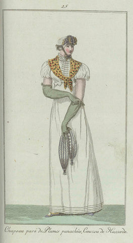 Elegantia, or magazine of fashion, luxury and taste for women, October 1807, No. 25: Chapeau paré de Plumes panachées..., anonymous, 1807 Canvas Print