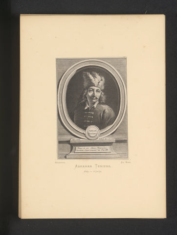 Reproductie van een gravure van een portret van Abraham Teniers door Gerard Edelinck, Joseph Maes, c. 1872 - in or before 1877 Canvas Print