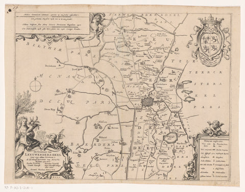 Map of the grietenij Leeuwarderadeel, Jacob van Meurs (possibly), 1664 Canvas Print