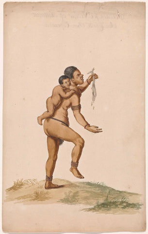 Khoikhoi woman with infant, anonymous, c. 1675 - c. 1725 Canvas Print