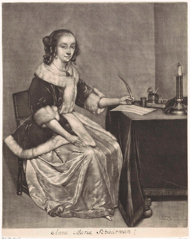 Letter-writing woman, Pieter Schenk (I), 1684 Canvas Print