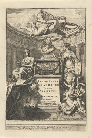 Bust of Jan de Bisschop flanked by allegorical figures, Gerard de Lairesse, 1725 - 1747 Canvas Print