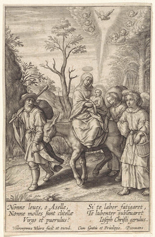 Flight to Egypt, Hieronymus Wierix, 1563 - before 1619 Canvas Print