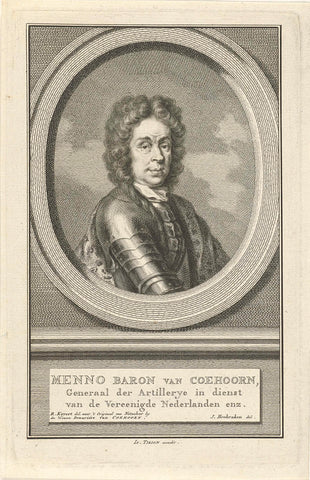 Portrait of Menno baron van Coehoorn, Jacob Houbraken, 1749 - 1759 Canvas Print