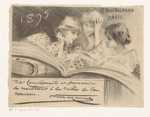 New year's wish of Octave Uzanne for the year 1895, Henri Patrice Dillon, 1894 - 1895 Canvas Print