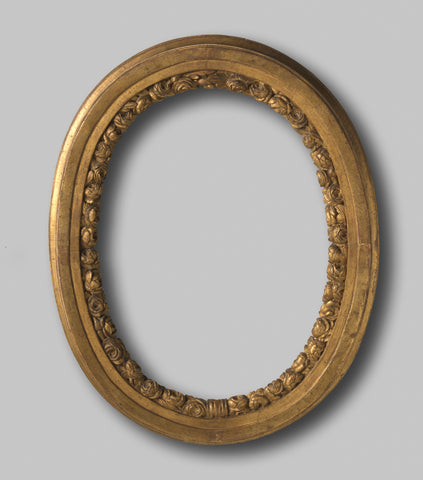 Oval gilded frame with carved ornaments on the day side, belonging to relief with the sacrifice to Venus, Louis-Simon Boizot, 1766 Canvas Print