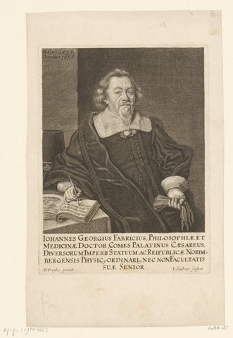 Portret van Johann Georg Fabricius, Jakob von Sandrart, 1668 Canvas Print