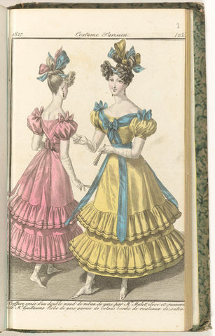 Journal des Dames et des Modes, Costume Parisien, 15 September 1827, (2534): Coeffure adorned with a double knot..., anonymous, 1827 Canvas Print