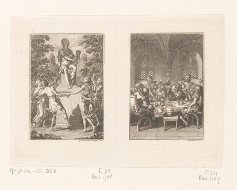 Two representations accompanying the poems of Wilhelm Gottlieb Becker, Daniel Nikolaus Chodowiecki, 1794 Canvas Print