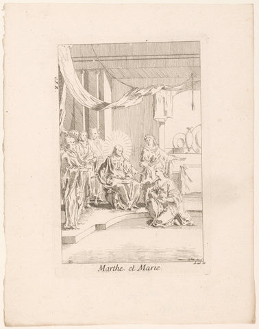 Christ in the house of Martha and Maria, Gabriel Huquier, 1705 - in or before 1732 Canvas Print