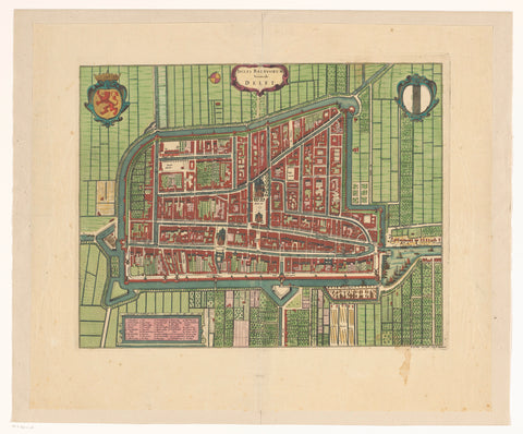 Map of Delft, anonymous, c. 1700 - 1728 Canvas Print