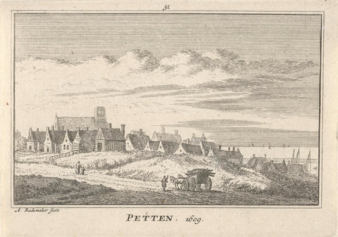 View of Petten, 1609, Abraham Rademaker, 1727 - 1733 Canvas Print