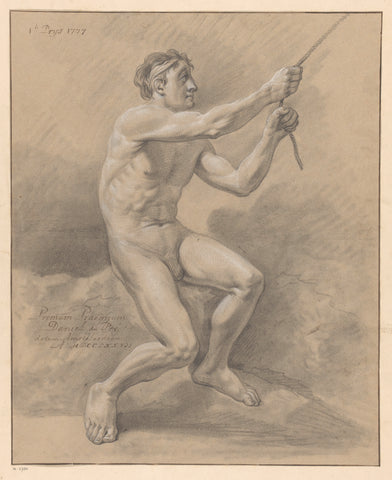 Seated male nude, seen from the side (1st prize 1777), Daniël Dupré, 1777 Canvas Print