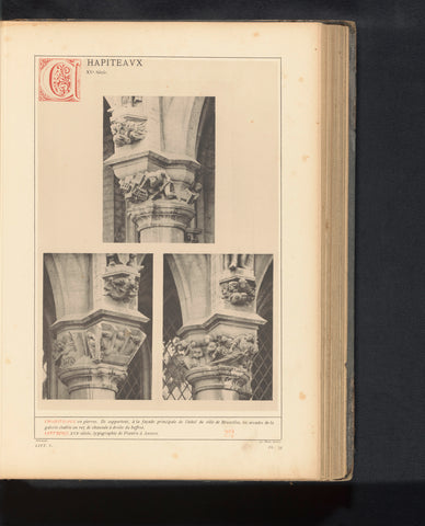 Three recordings of capitals of the town hall of Brussels, anonymous, c. 1875 - in or before 1880 Canvas Print