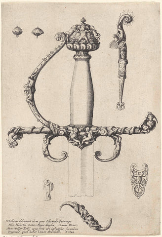 Ornamental design for a sword lift, Wenceslaus Hollar, 1642 Canvas Print