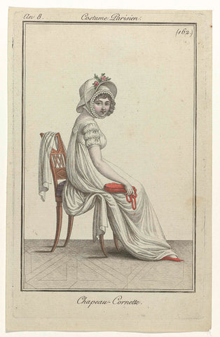 Journal des Dames et des Modes, Costume Parisien, 7 October 1799, Year 8 (162) : Chapeau-Cornette, anonymous, 1799 Canvas Print