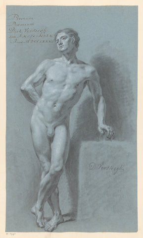 Standing male nude, seen from the front (1st prize 1782), Dirk Versteegh, 1782 Canvas Print