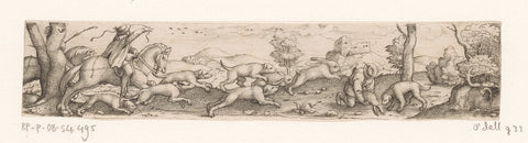 Hare hunt with dogs, Virgilius Solis, 1541 Canvas Print