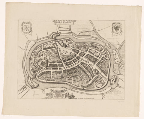 Map of Bolsward, anonymous, 1721 - 1774 Canvas Print