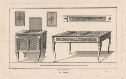 Cupboard and game table, Johann Carl Schleich (possibly), 1769 - 1820 Canvas Print