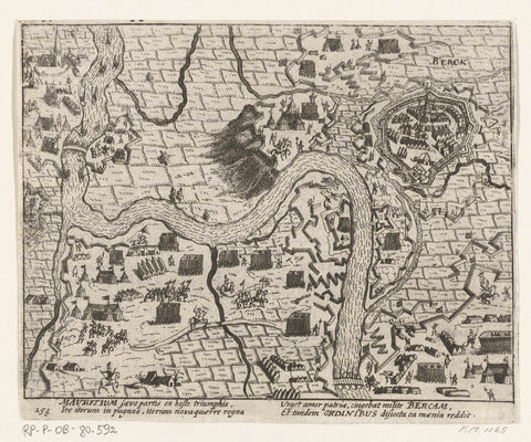 Siege and capture of Rheinberg by Maurice, 1601, anonymous, 1613 - 1615 Canvas Print