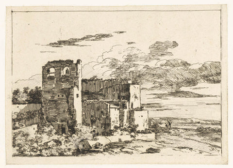 Ruin with the water, Louis Gabriel Moreau, 1770 - 1779 Canvas Print