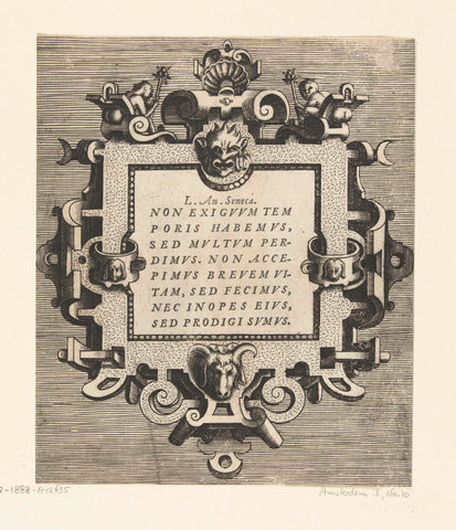 Square cartouche with a quote from Seneca, Frans Huys, 1555 Canvas Print