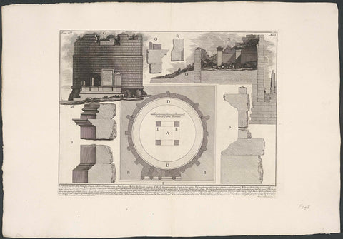 Map, details and rebellion of the tomb of the Plauzi family, Giovanni Battista Piranesi, c. 1756 - c. 1757 Canvas Print