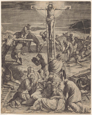 Crucifixion of Christ (middle part), Agostino Carracci, 1582 Canvas Print