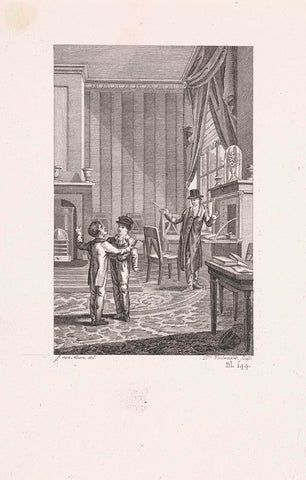 Two Dancing Boys in an Interior, Daniël Veelwaard (I), 1776 - 1815 Canvas Print