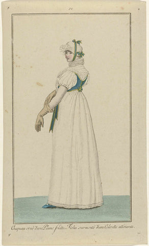 Elegantia, or magazine of fashion, luxury and taste for ladies, September 1807, No. 21 : Chapeau orné d'une Plume folette..., anonymous, 1807 Canvas Print