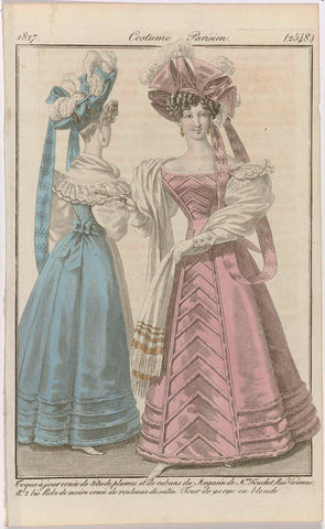 Journal des Dames et des Modes, Costume Parisien, 5 November 1827, (2548): Toque à jour orné (...), anonymous, 1827 Canvas Print