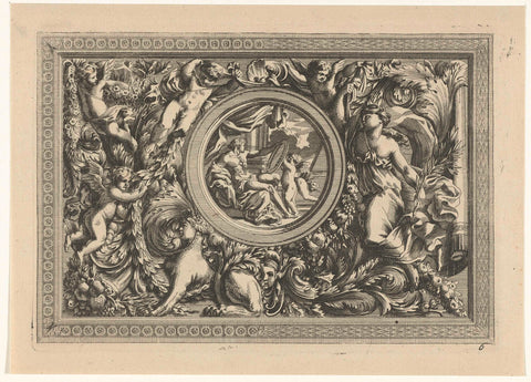 Panel with round medallion, Susanne Maria von Sandrart, 1668 - 1716 Canvas Print