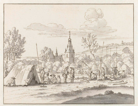 View of an Encampment of the Army of Willem III near Binche, Hainaut, Josua de Grave, 1675 Canvas Print