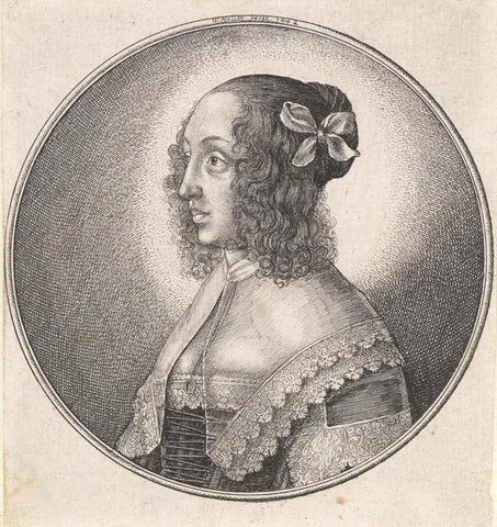 Woman with lace collar and bow in the hair, Wenceslaus Hollar, 1642 Canvas Print