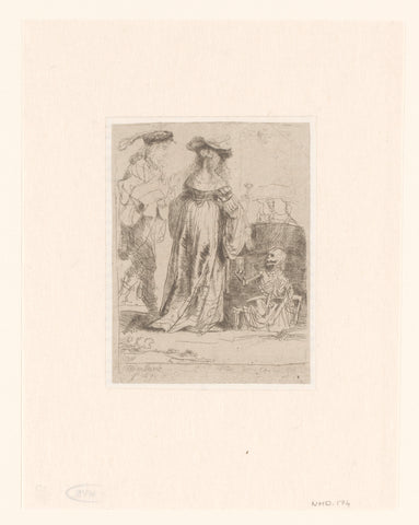 Death appearing to a wedded couple from an open grave, Léopold Flameng, 1859 Canvas Print