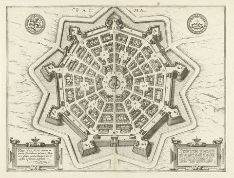 Map of Palmanova, Frans Hogenberg, 1598 Canvas Print