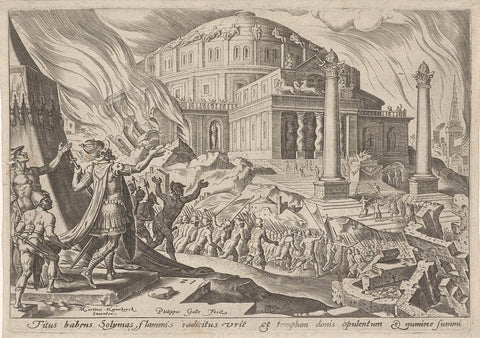 Destruction of Jerusalem by emperor Titus, Philips Galle, 1569 Canvas Print