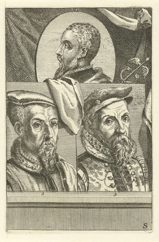 Portraits of Anthonis Mor, Matthys Cock and Hieronymus Cock, Jan l'Admiral, 1764 Canvas Print