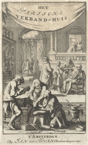 Patients connected in an infirmary, Jan Luyken, 1691 Canvas Print