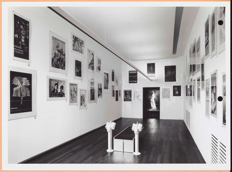 Room 114 with exhibition posters on the walls and a bench and leaflets for visitors, c. 2000 Canvas Print