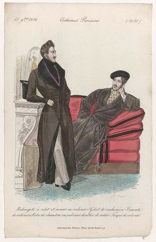 Journal des Dames et des Modes, Costumes Parisiens, 15 September 1832, (3031): Redingote à colet (...), Jean Denis Nargeot, 1832 Canvas Print