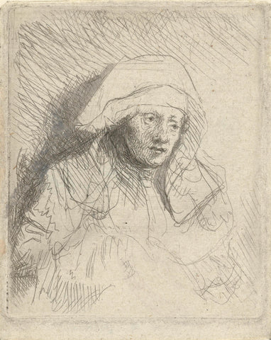 Sick woman with a large white headdress (Saskia), Rembrandt van Rijn, c. 1645 Canvas Print