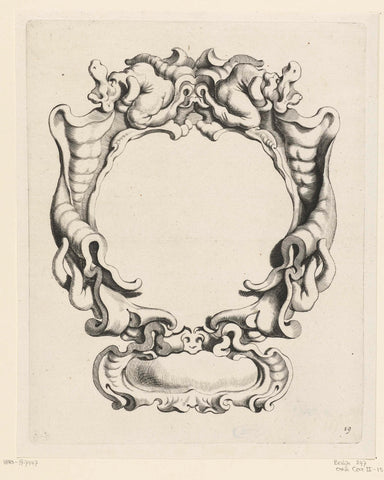 Cartouche with quabornament consisting of a large and small compartment, Michiel Mosijn, 1640 - 1655 Canvas Print