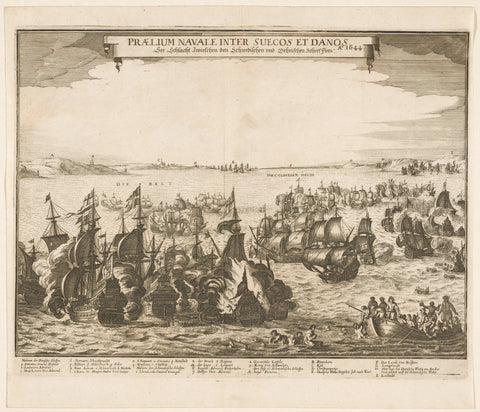 Naval battle between the Swedish and Danish fleets in the Belt, 1644, anonymous, 1644 Canvas Print