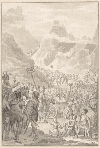 The procession of the Cimbri across the Alps, Engelbertus Matthias Engelberts, 1782 - 1784 Canvas Print