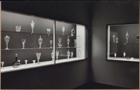 Corner of a room with built-in display cases with objects of glass and/or crystal, 1962 Canvas Print