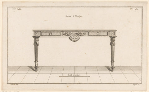 Bureau met schelpmotief, Nicolas Dupin, 1772 - 1779 Canvas Print