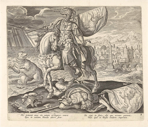 Cyrus as second king from the vision of Daniel, Adriaen Collaert, 1570 - 1618 Canvas Print